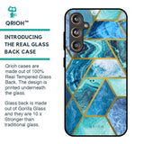Turquoise Geometrical Marble Glass Case for Samsung Galaxy F55 5G