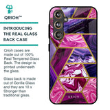 Electroplated Geometric Marble Glass Case for Samsung Galaxy F55 5G