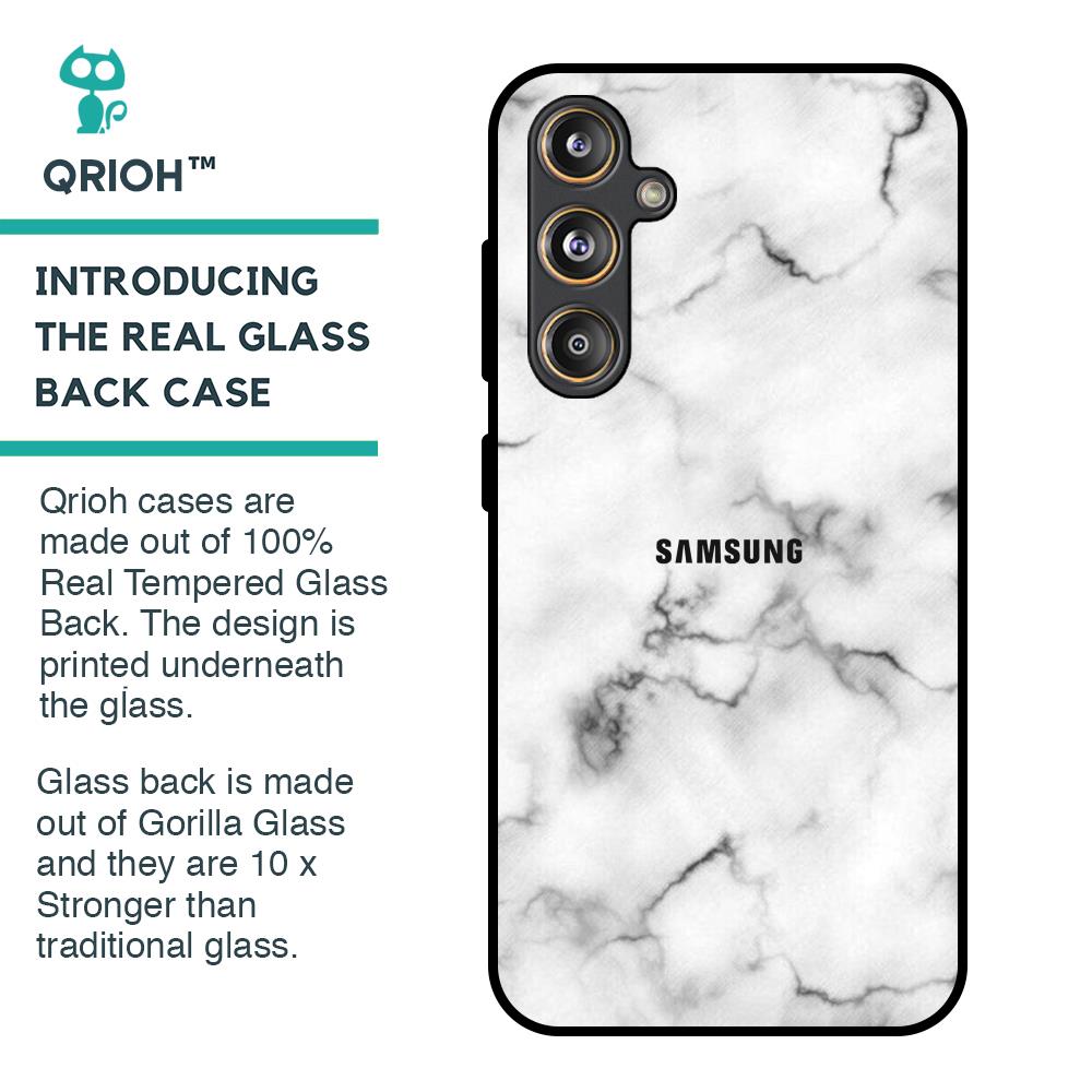 Satin White Marble Glass Case for Samsung Galaxy F55 5G