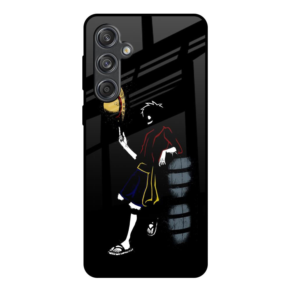 Luffy Line Art Samsung Galaxy M55 5G Glass Back Cover Online