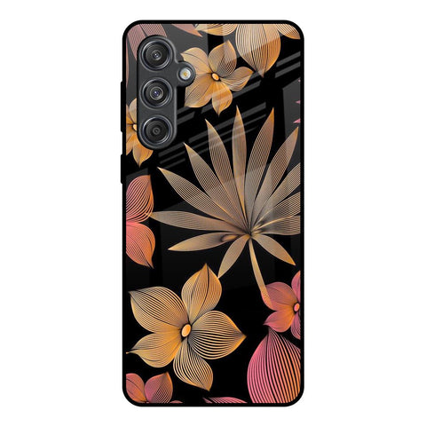 Lines Pattern Flowers Samsung Galaxy M55 5G Glass Back Cover Online