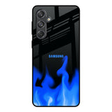 Blue Flames Samsung Galaxy M55 5G Glass Back Cover Online
