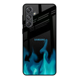 Teal Flames Samsung Galaxy M55 5G Glass Back Cover Online
