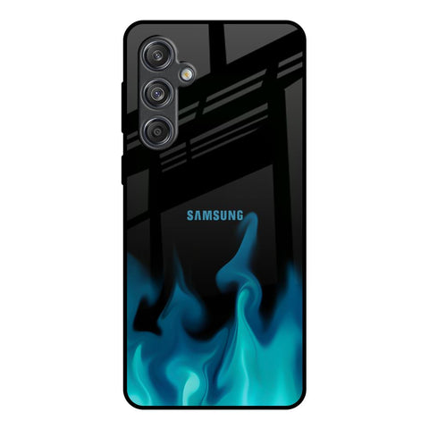 Teal Flames Samsung Galaxy M55 5G Glass Back Cover Online