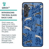 Blue Cheetah Glass Case for Samsung Galaxy M55 5G