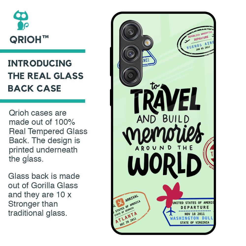 Travel Stamps Glass Case for Samsung Galaxy M55 5G