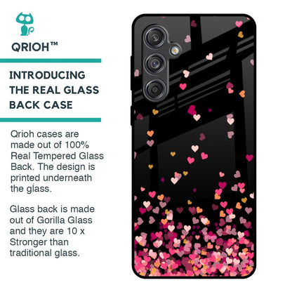 Heart Rain Fall Glass Case For Samsung Galaxy M55 5G