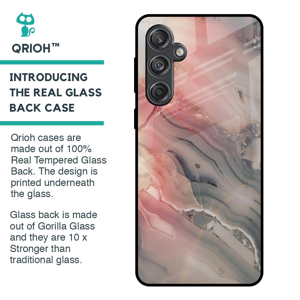 Pink And Grey Marble Glass Case For Samsung Galaxy M55 5G