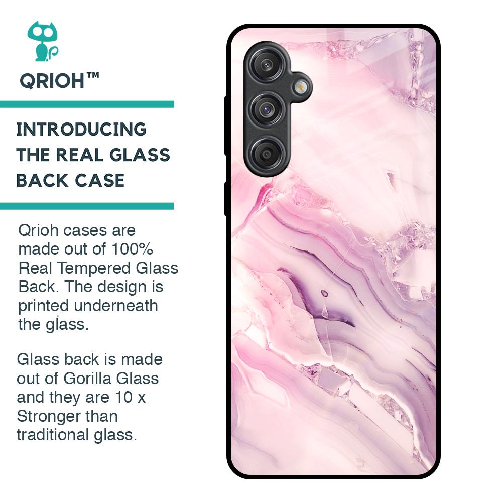 Diamond Pink Gradient Glass Case For Samsung Galaxy M55 5G
