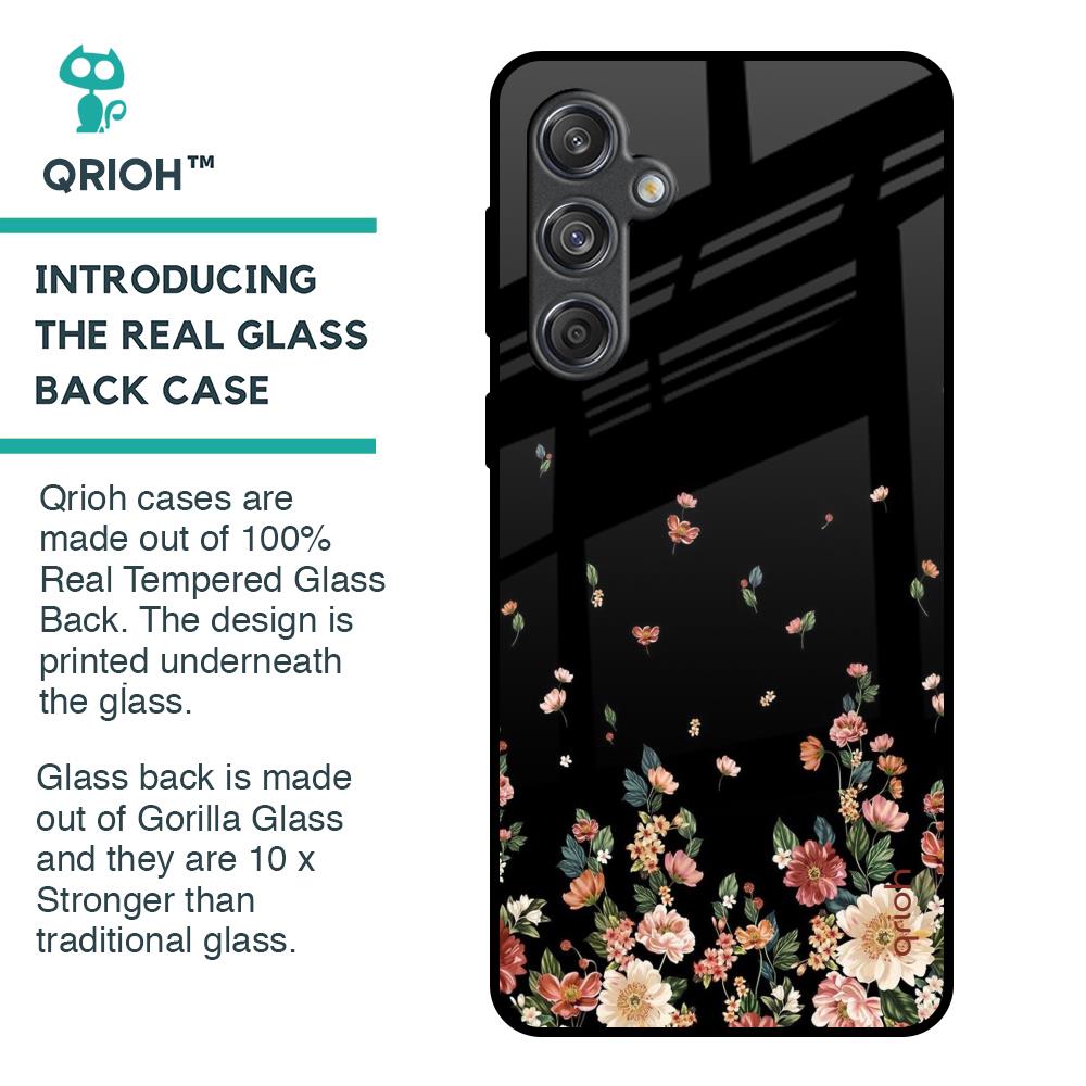 Floating Floral Print Glass Case for Samsung Galaxy M55 5G