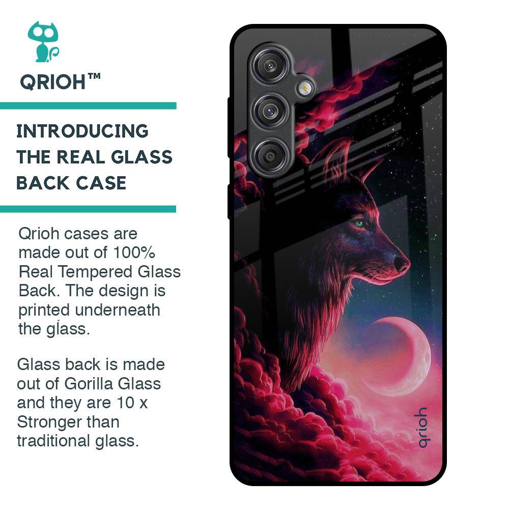 Moon Wolf Glass Case for Samsung Galaxy M55 5G