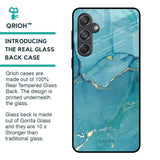 Blue Golden Glitter Glass Case for Samsung Galaxy M55 5G