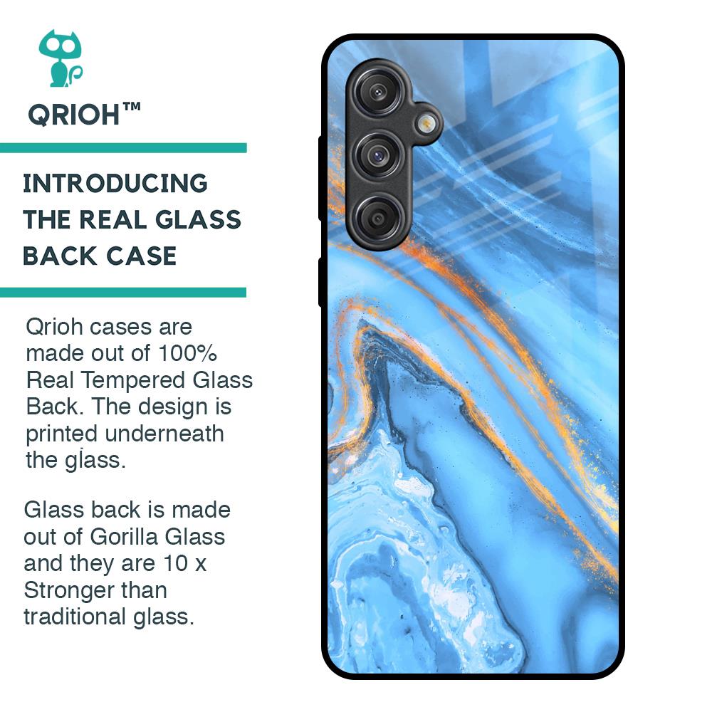 Vibrant Blue Marble Glass Case for Samsung Galaxy M55 5G