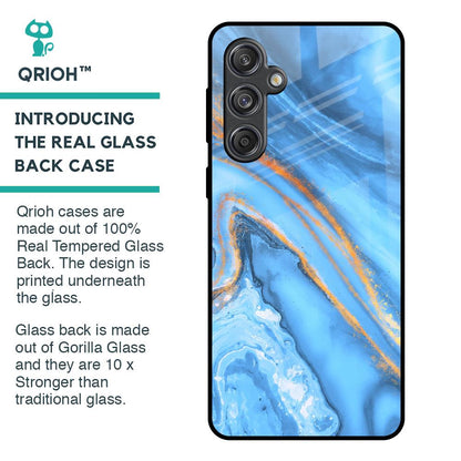 Vibrant Blue Marble Glass Case for Samsung Galaxy M55 5G