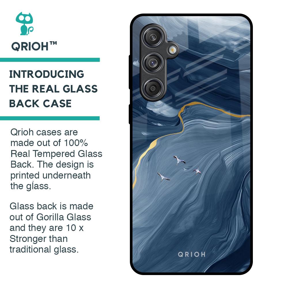 Deep Ocean Marble Glass Case for Samsung Galaxy M55 5G