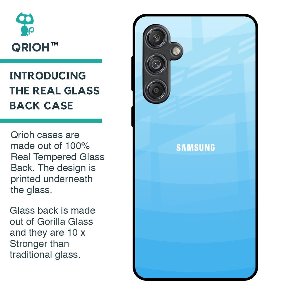 Wavy Blue Pattern Glass Case for Samsung Galaxy M55 5G
