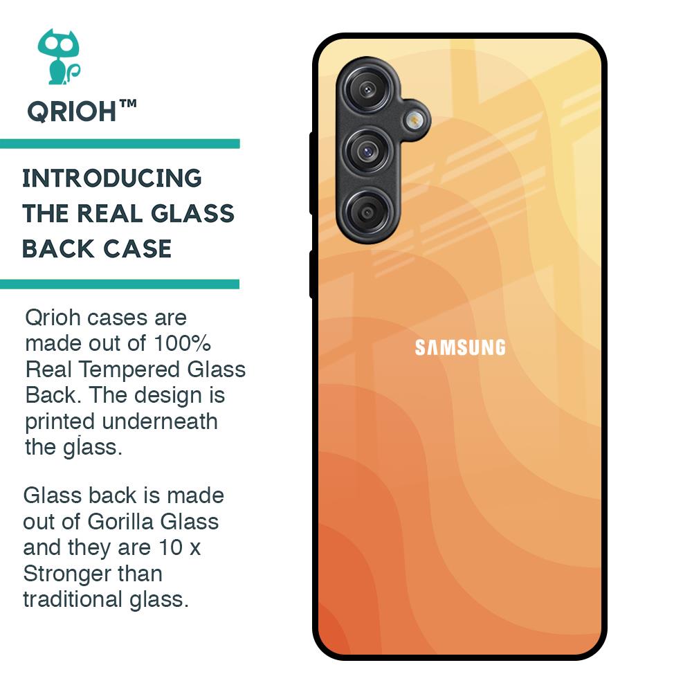 Orange Curve Pattern Glass Case for Samsung Galaxy M55 5G