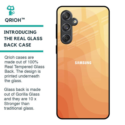 Orange Curve Pattern Glass Case for Samsung Galaxy M55 5G