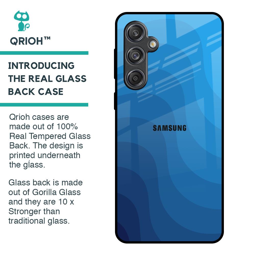 Blue Wave Abstract Glass Case for Samsung Galaxy M55 5G