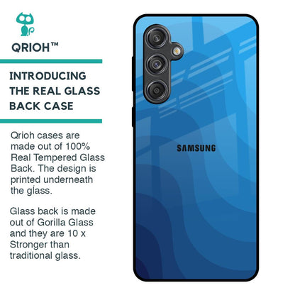Blue Wave Abstract Glass Case for Samsung Galaxy M55 5G