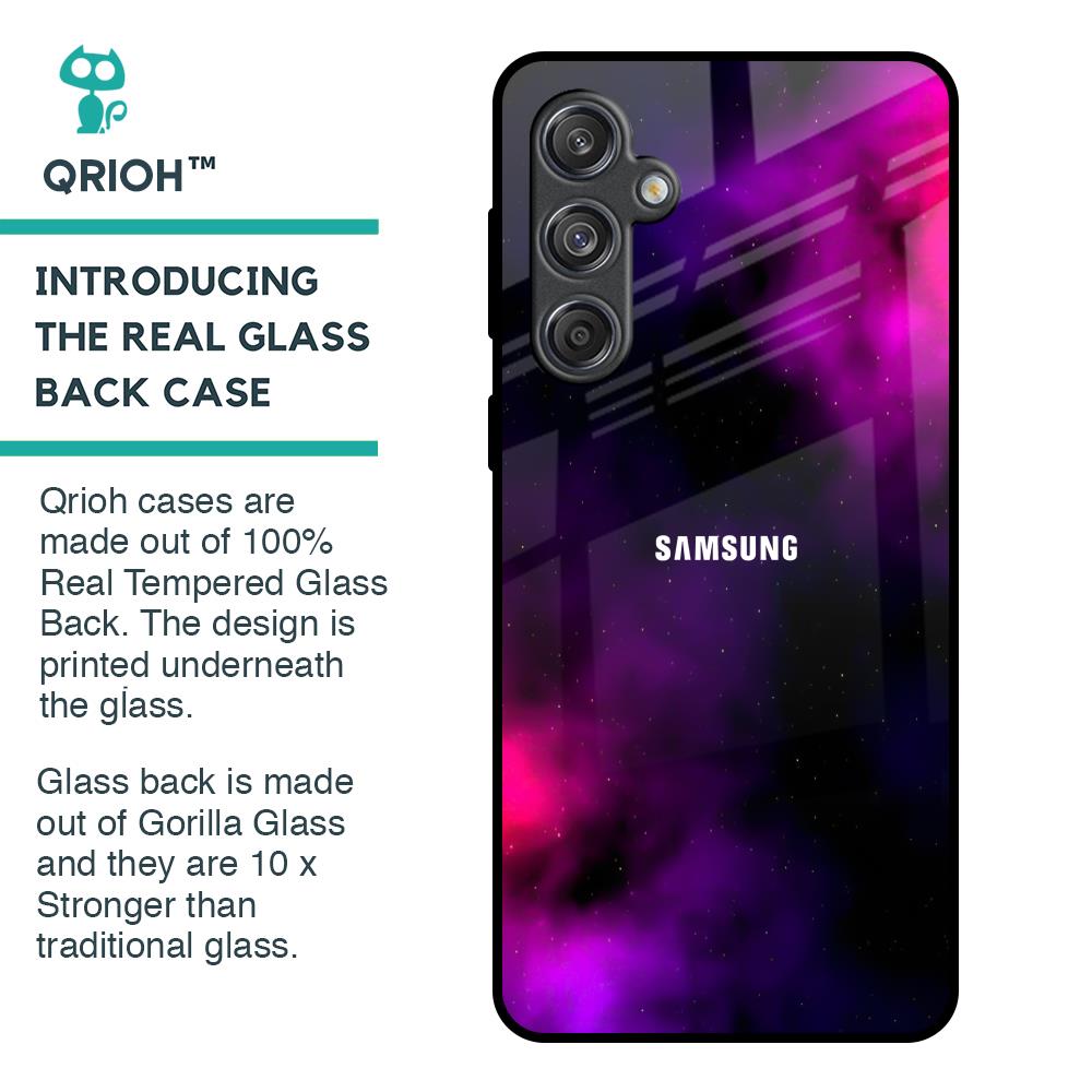 Pink Galaxy Glass Case for Samsung Galaxy M55 5G