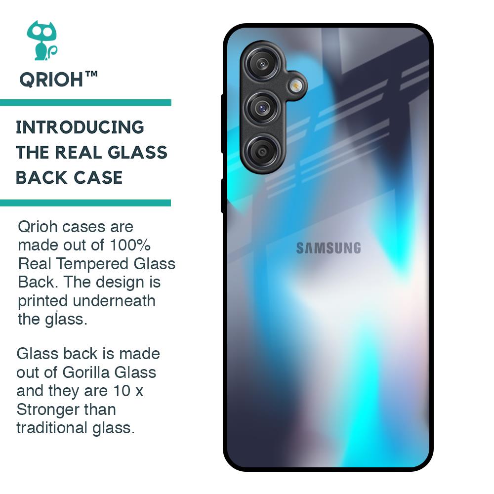 Blue Swan Shadow Glass Case for Samsung Galaxy M55 5G