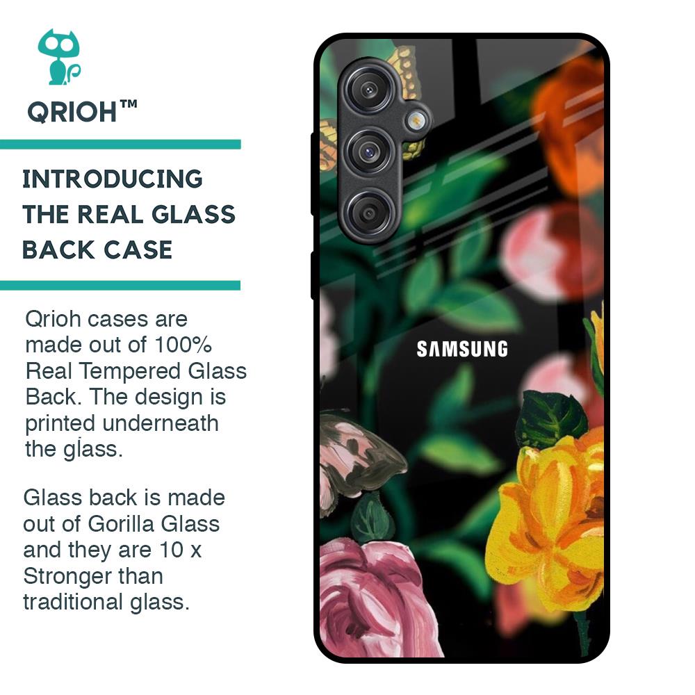 Flowers & Butterfly Glass Case for Samsung Galaxy M55 5G