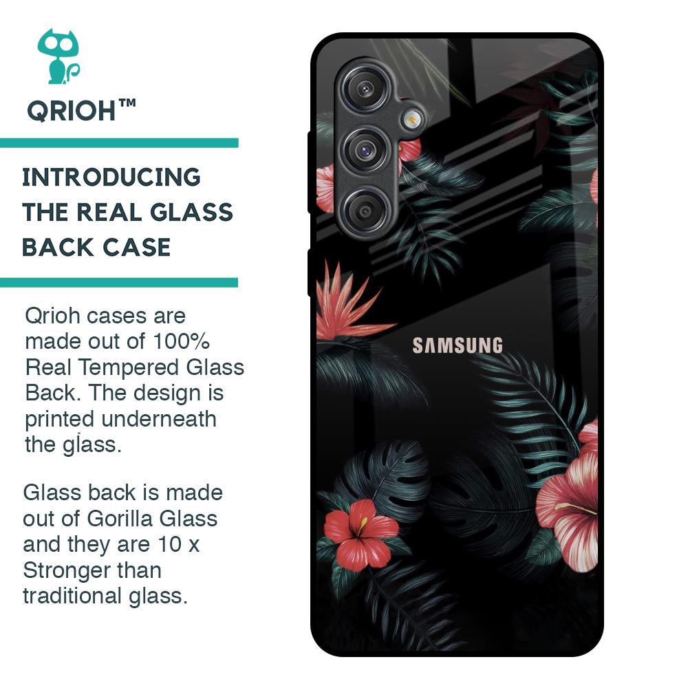 Tropical Art Flower Glass Case for Samsung Galaxy M55 5G