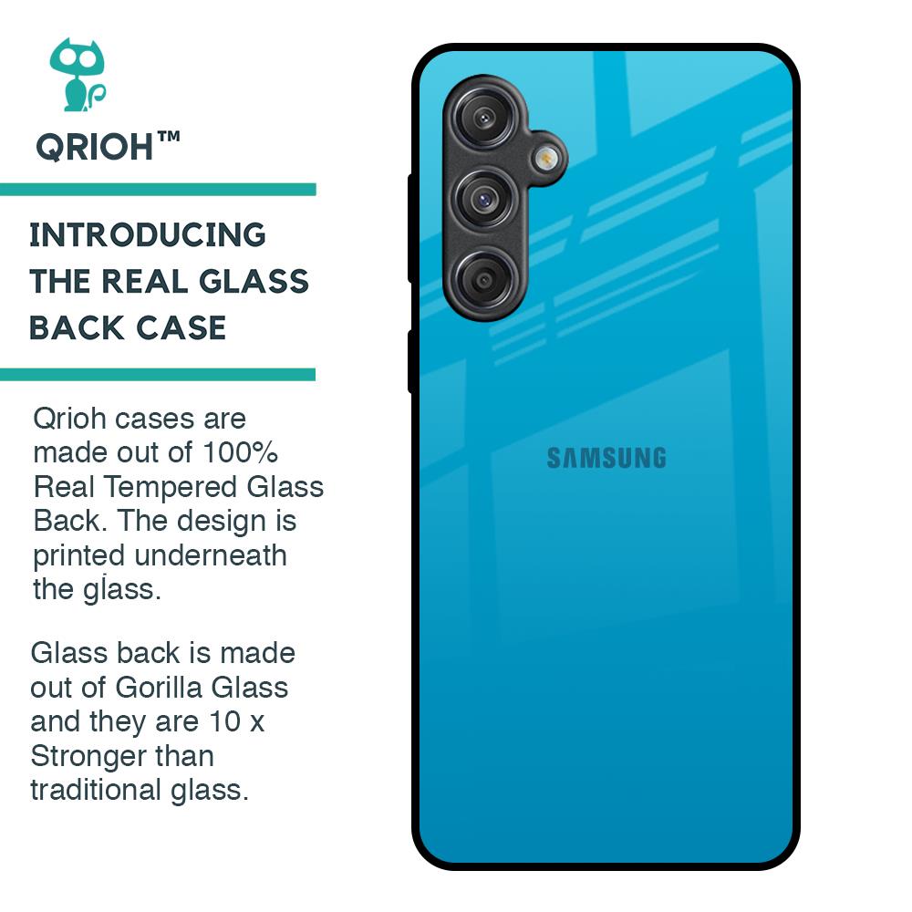 Blue Aqua Glass Case for Samsung Galaxy M55 5G