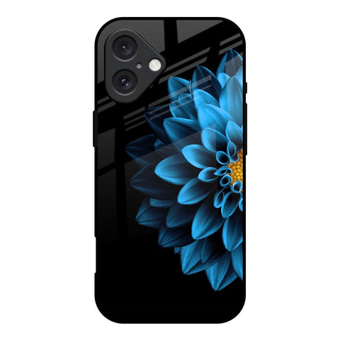 Half Blue Flower iPhone 16 Glass Back Cover Online