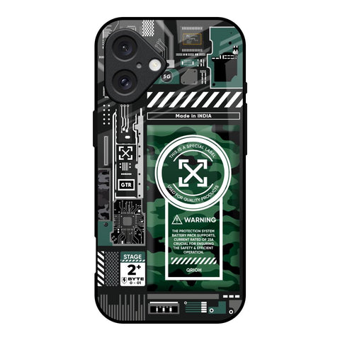 Green Camo Circuit iPhone 16 Glass Back Cover Online