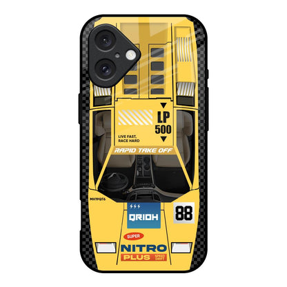 Yellow Racing Car iPhone 16 Glass Back Cover Online