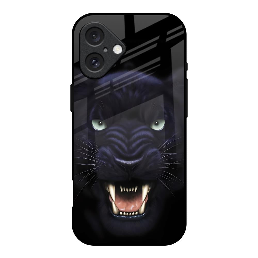 Angry Black Leopard iPhone 16 Glass Back Cover Online