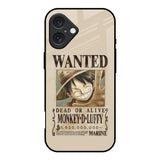Luffy Wanted iPhone 16 Glass Back Cover Online