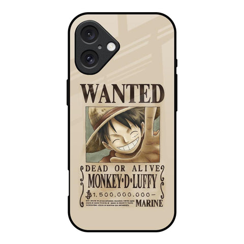 Luffy Wanted iPhone 16 Glass Back Cover Online