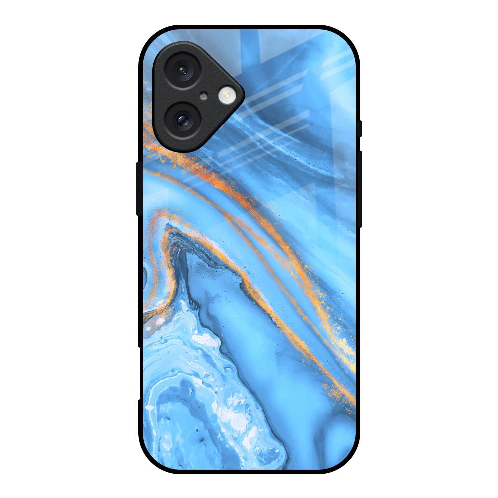 Vibrant Blue Marble iPhone 16 Glass Back Cover Online