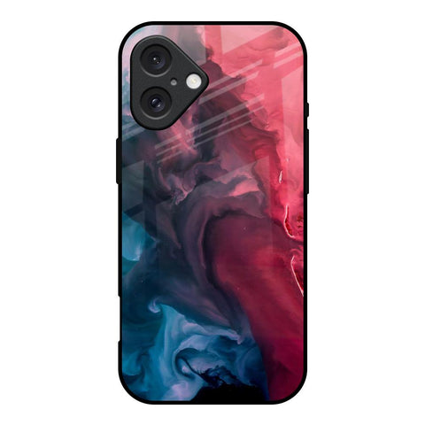 Blue & Red Smoke Apple iPhone 16 Glass Back Cover Online