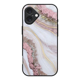 Pink & Gold Gllitter Marble iPhone 16 Glass Back Cover Online