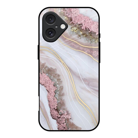 Pink & Gold Gllitter Marble Apple iPhone 16 Glass Back Cover Online