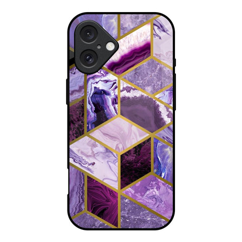 Purple Rhombus Marble iPhone 16 Glass Back Cover Online