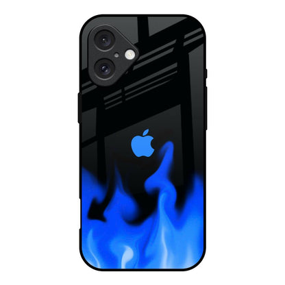 Blue Flames iPhone 16 Glass Back Cover Online