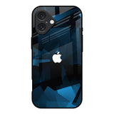 Polygonal Blue Box iPhone 16 Glass Back Cover Online