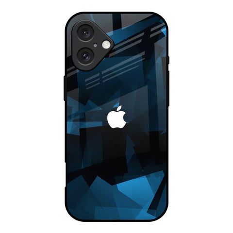 Polygonal Blue Box iPhone 16 Glass Back Cover Online