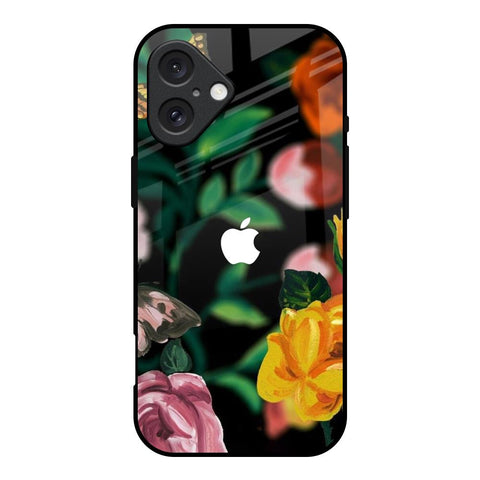 Flowers & Butterfly iPhone 16 Glass Back Cover Online