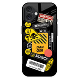 Danger Signs iPhone 16 Plus Glass Back Cover Online