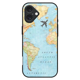 Travel Map iPhone 16 Plus Glass Back Cover Online