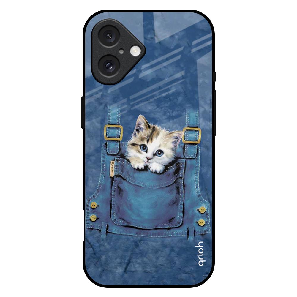 Kitty In Pocket iPhone 16 Plus Glass Back Cover Online
