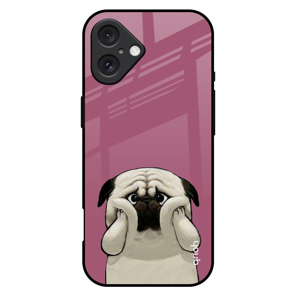 Funny Pug Face iPhone 16 Plus Glass Back Cover Online