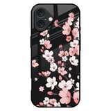 Black Cherry Blossom iPhone 16 Plus Glass Back Cover Online