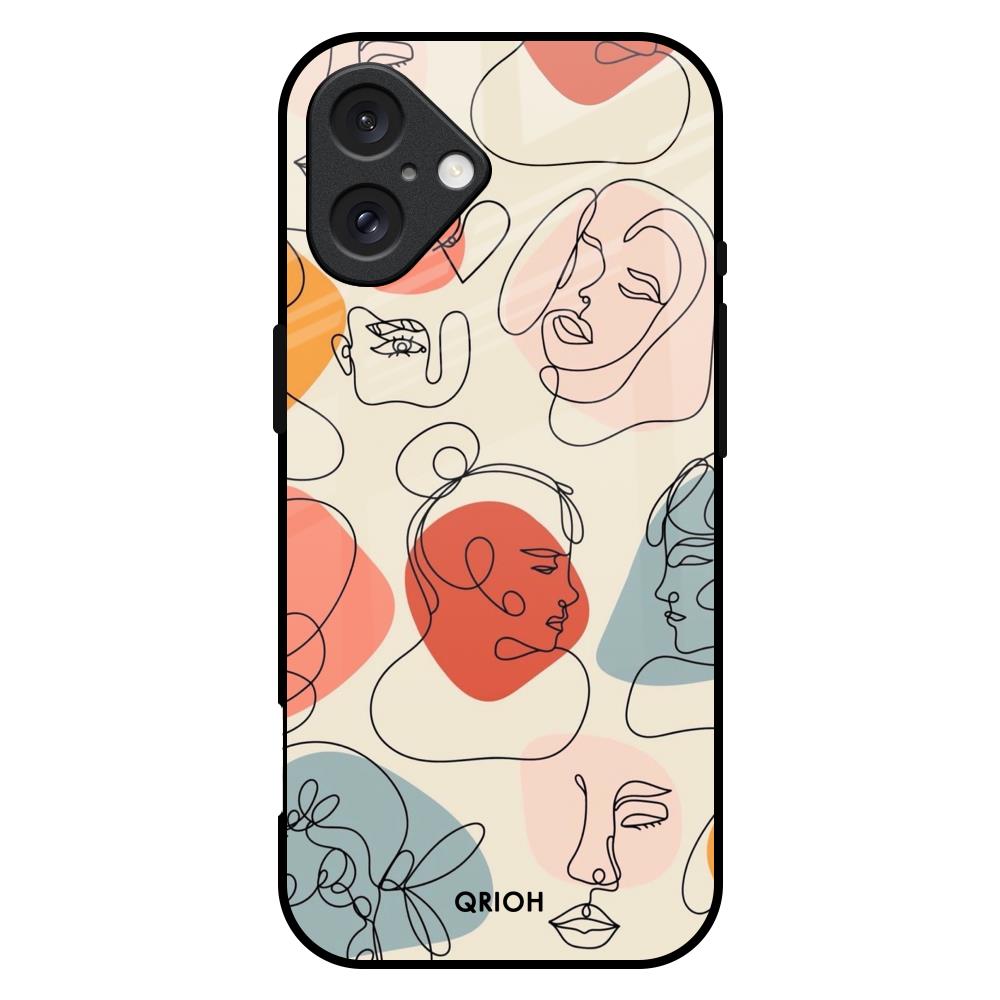 Abstract Faces iPhone 16 Plus Glass Back Cover Online